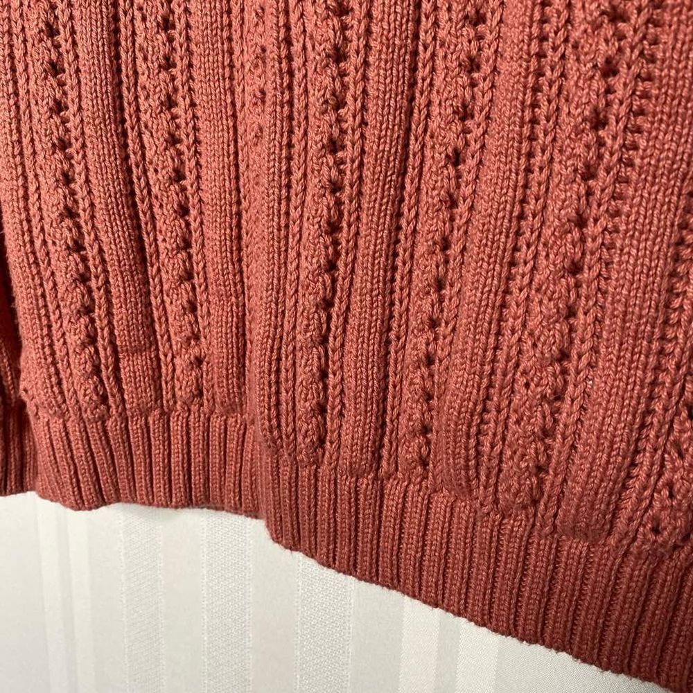 J. Crew Point Sur Boxy Pointelle Cable Knit Pullover Sweater Drop Shoulder Mauve - Picture 8 of 11
